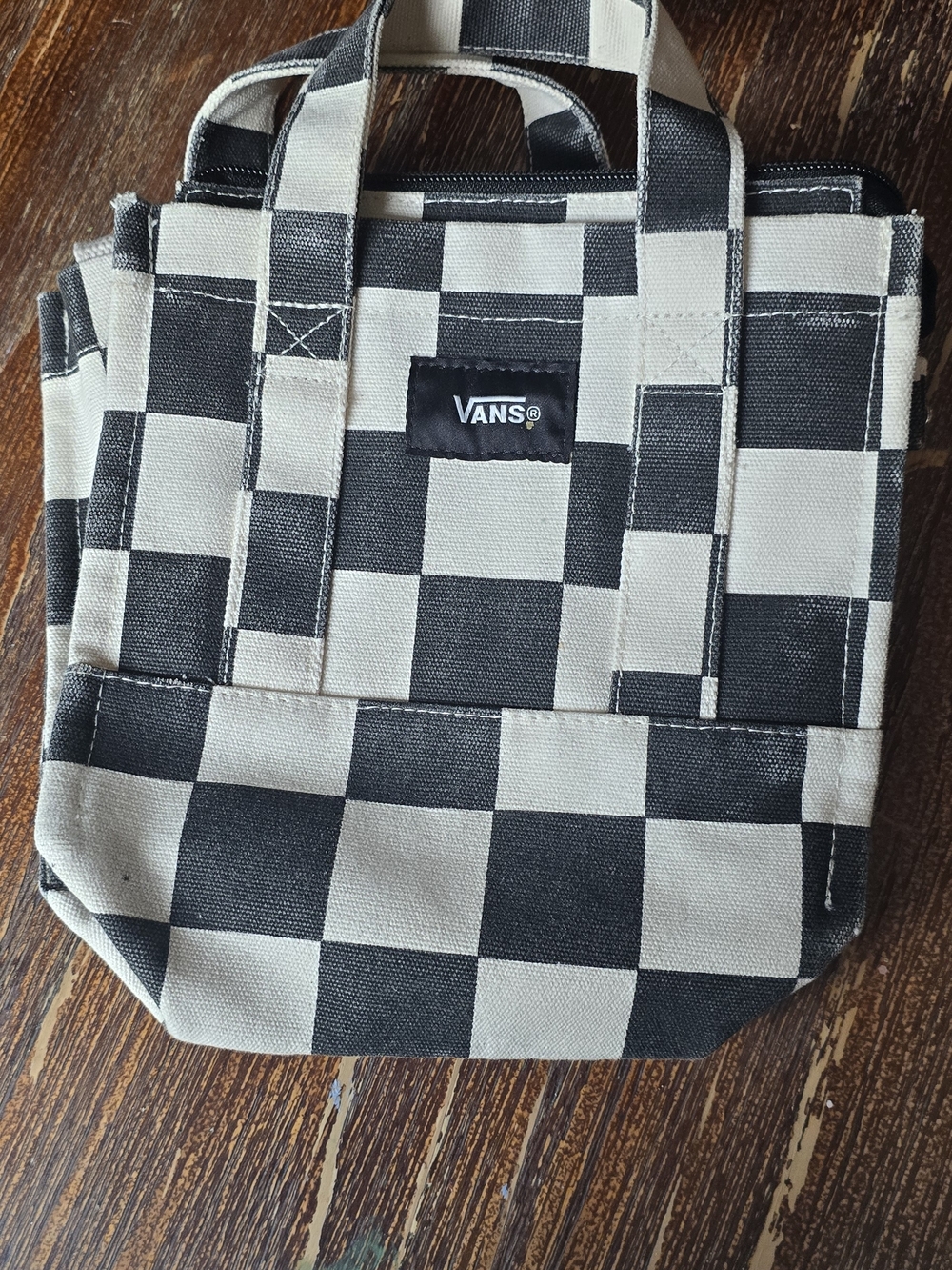 Vans Black and White Checker Messenger Tote